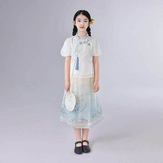 笛莎Deesha 童装女童套装2025夏新款女童新中式国风长马面套装 商品图2