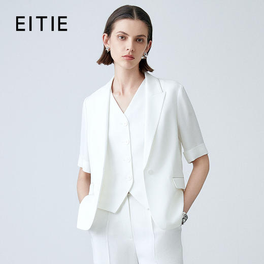 EITIE爱特爱夏季新款通勤纯色五分袖西装外套女7803503 商品图0