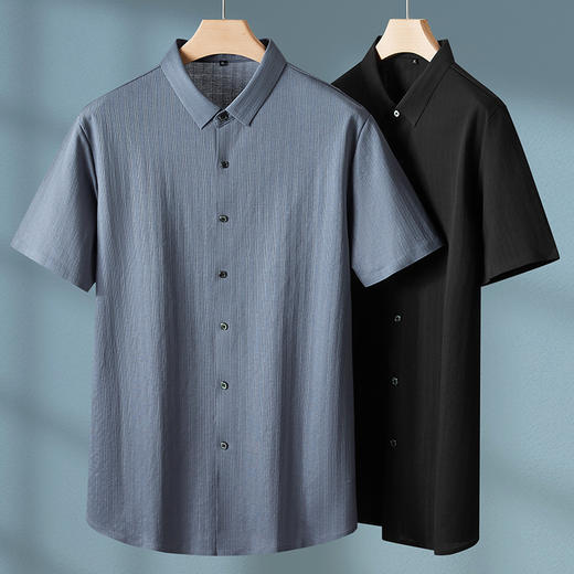 【棉质】【DPF】大依优型大码短袖衬衫夏季新款棉质透气半袖衬衣男加肥加大码肥佬宽松休闲上衣 商品图0