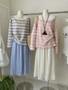 【GZ】无忧购早春游园 彩色条纹假两件露肩T恤+简约宽松半身裙套装1131-5（截单后7天发货) 商品缩略图12