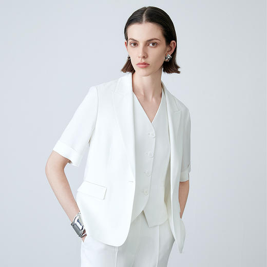 EITIE爱特爱夏季新款通勤纯色五分袖西装外套女7803503 商品图2