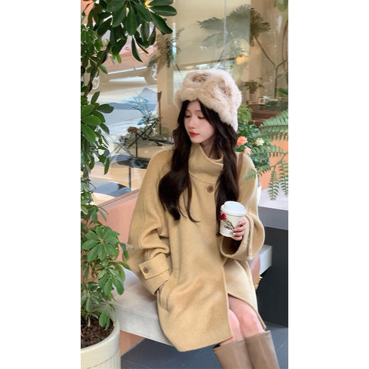 现货【格调派对】设计师高定新款牦牛绒双面呢大衣立领气质外套女 商品图3