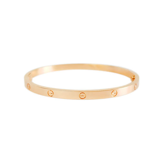 【95新】Cartier卡地亚LOVEB6047316 18K玫瑰金窄版无钻LOVE手镯16号110325AI35 现售价：20000 商品图0