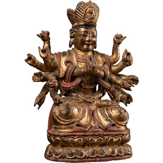 清 木胎金漆彩绘千手观音像 商品图5