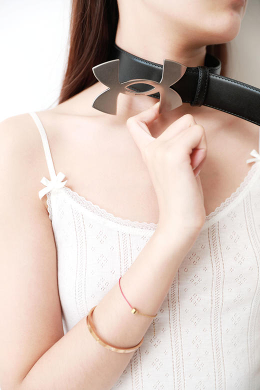 头层牛皮+钢头带扣。质感封神氛围感联名黑色复古牛皮腰带C032158 商品图8