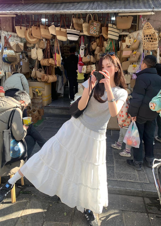 🔥🔥春夏必备仙女蛋糕裙~~时尚减龄🌸胯宽腿粗统统不见【AILISCOCO桃花褶半身裙の】上身垂坠飘逸❗不同风格都能get✔陪你一起美美出街  商品图6