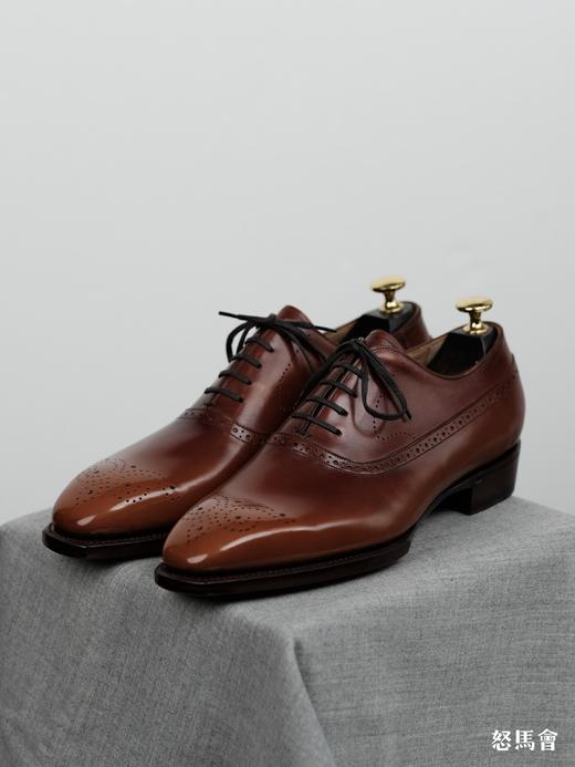 手工固特异法国小牛皮盲腰琴底手工渐变擦色黄棕色布洛克牛津鞋（福田洋平楦型） 商品图0