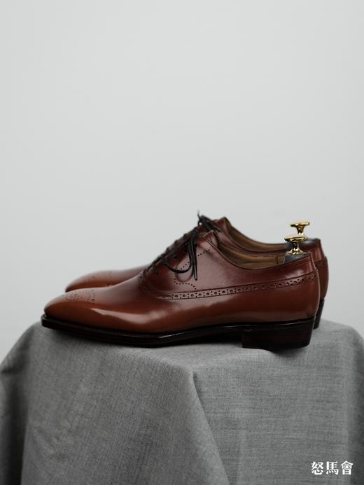 手工固特异法国小牛皮盲腰琴底手工渐变擦色黄棕色布洛克牛津鞋（福田洋平楦型） 商品图3