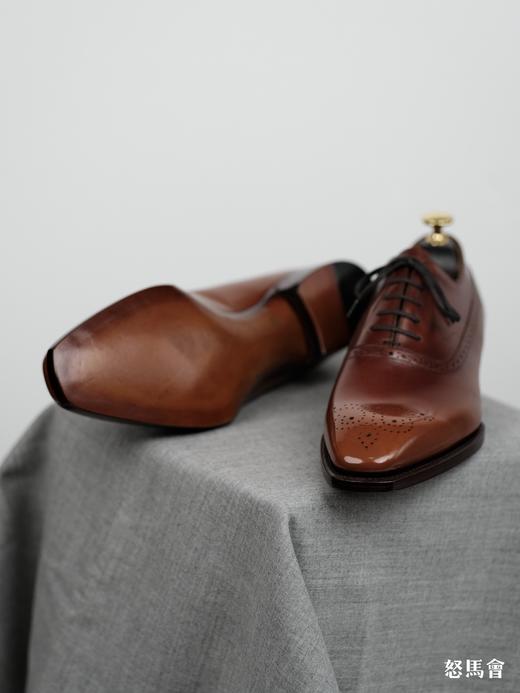手工固特异法国小牛皮盲腰琴底手工渐变擦色黄棕色布洛克牛津鞋（福田洋平楦型） 商品图1