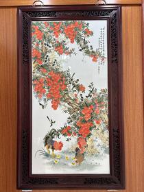 釉中彩花鸟瓷板