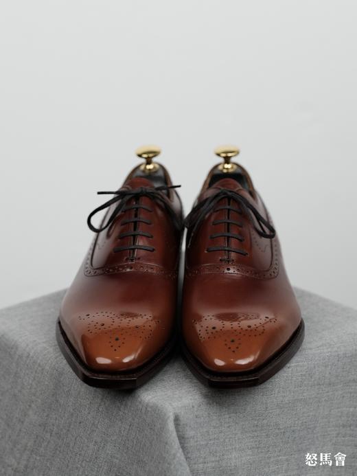 手工固特异法国小牛皮盲腰琴底手工渐变擦色黄棕色布洛克牛津鞋（福田洋平楦型） 商品图2