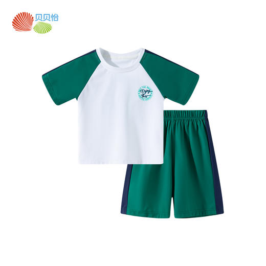 贝贝怡25夏季新款男童凉感运动套装撞色网眼透气速干短袖短裤足球套装ZB2ET041 商品图7