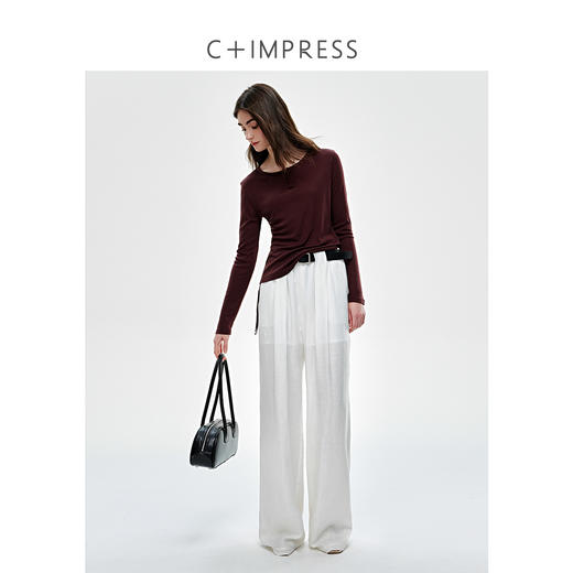 亨利领侧边抽绳桑蚕丝莱赛尔圆领T恤2025春 商品图2