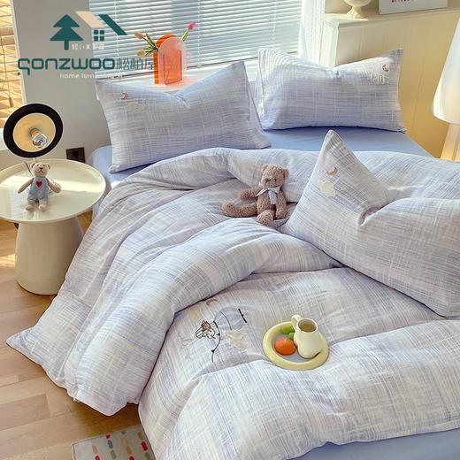 松植屋新品双层纱贴布刺绣四件套全棉有氧双层纱A类婴儿级裸睡标准，呵护你的每一寸肌肤 商品图6