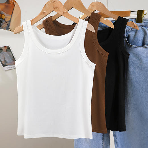 C2-【2件装】韩版亲肤圆领吊带背心女内搭外穿纯色基础百搭打底T恤   玲珑有致+心悦疏影 商品图7