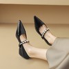 【预售5天】法式珍珠坡跟玛丽珍鞋春夏季新款尖头浅口一字带内增高单鞋女NDXC&7025 商品缩略图4
