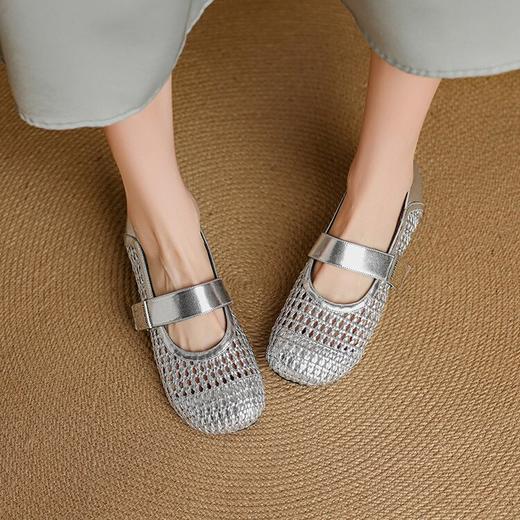 【预售5天】超软糯春夏季新款时尚编织镂空一字扣带玛丽珍鞋浅口圆头平底女单鞋NJMK&K1503 商品图3