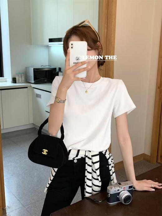 🔥🔥🔥现货【王炸爆款】2025弹力棉圆领百搭短款T恤02316-喜出 商品图8