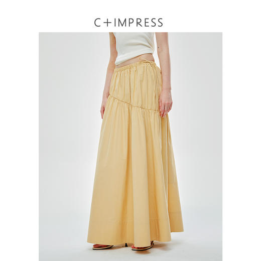 高密匹马棉松弛感宽松短袖衬衫/不对称分割伞摆半裙套装2025春CS2502023 商品图3