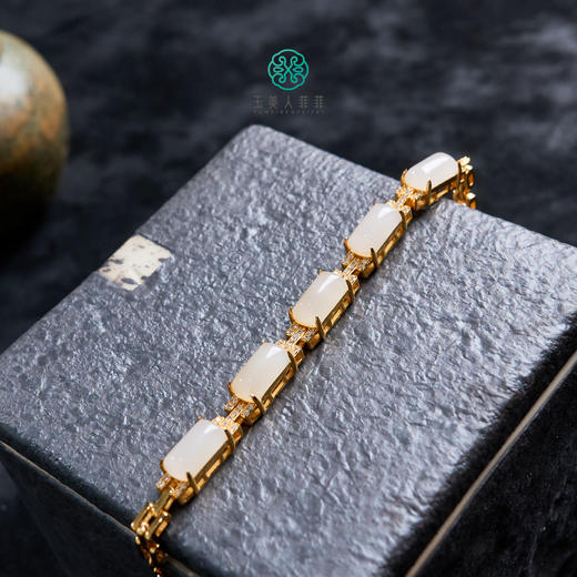 DS925和田玉手链-白玉马鞍手链约10*6mm 商品图0