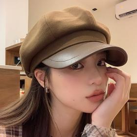 韩版百搭贝雷帽女秋冬显脸小八角帽休闲复古英伦风报童帽画家帽子