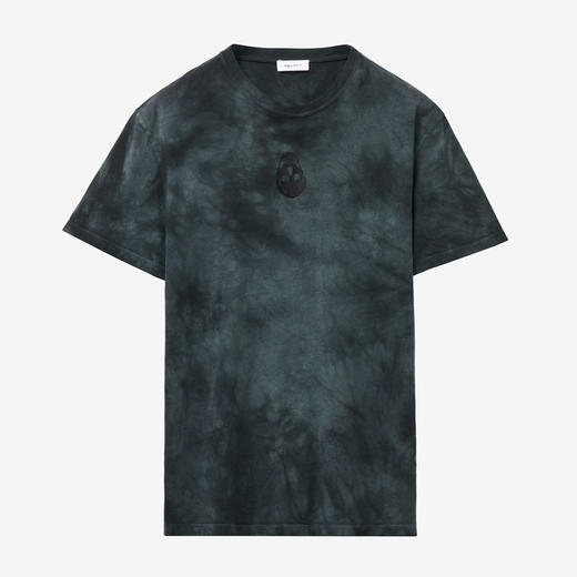 ALEXANDER MCQUEEN 麦昆 男士倒置骷髅徽标刺绣棉质圆领短袖T恤 黑色 808915 QXABL 1000 商品图0