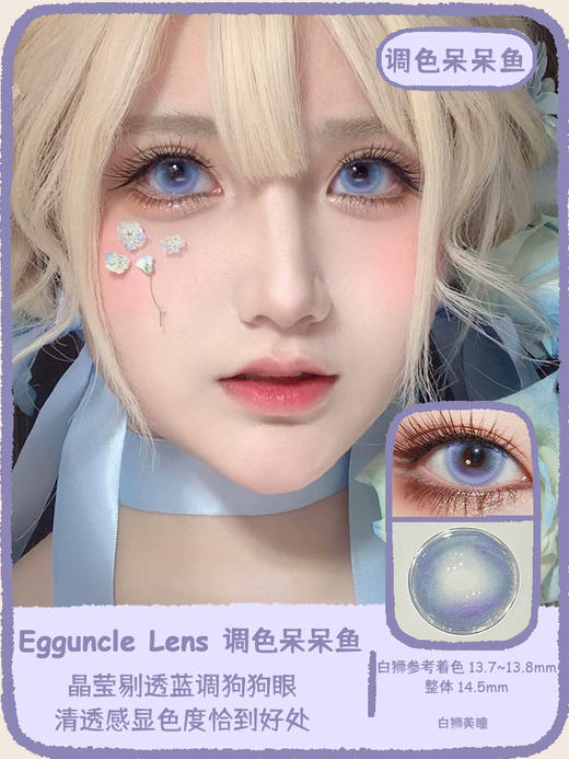 EggUncle Lens旗下 ·小狗火龙果&调色呆呆鱼｜14.5mm白狮参考着色大直径  半年抛 2片 商品图5