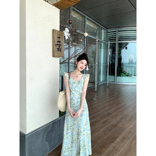 夏日【甜美小飞袖碎花裙】温柔风连衣裙 夏小众气质修身荷叶边a字长裙  商品图5