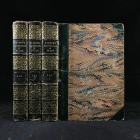 1833-34年 芬登版画集：拜伦生平与作品（全3卷） 百余幅版画插图 真皮精装18开