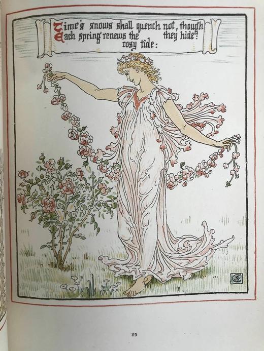 1891年 沃尔特·克兰《夏日女王》 40余页精美彩色插图 精装16开 商品图3