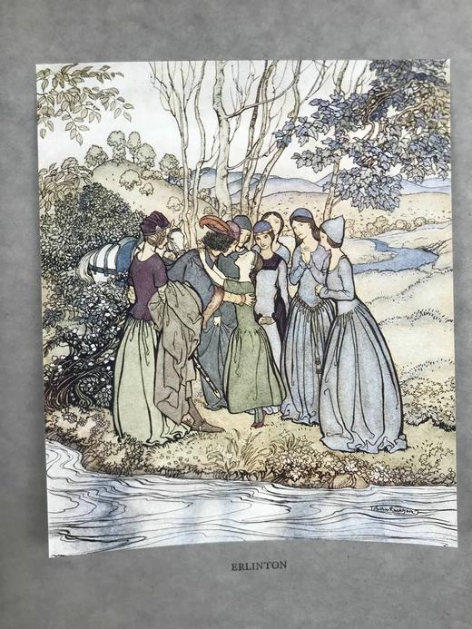 约20世纪早期 英国民谣集 鬼才拉克姆16幅彩色手工贴图 漆布精装16开 商品图10