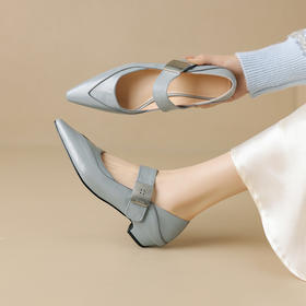 【预售5天】四季款小方头低跟浅口单鞋真皮复古风通勤玛丽珍鞋WXJFG&W423