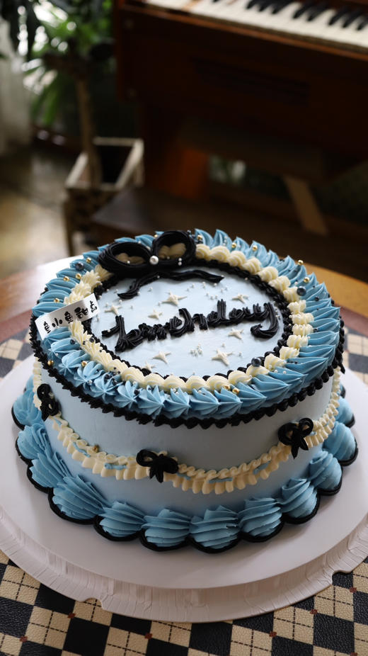 蓝黑色复古蝴蝶结 商品图0