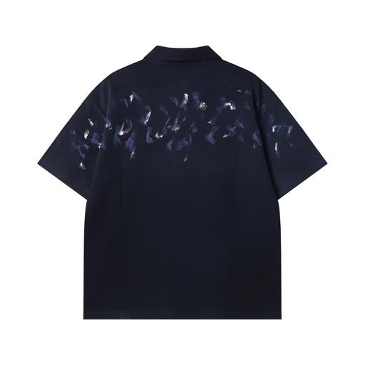 2526638夏季高级感新款韩版彩绘印刷拉链polo领休闲宽松通勤百搭短袖 商品图5