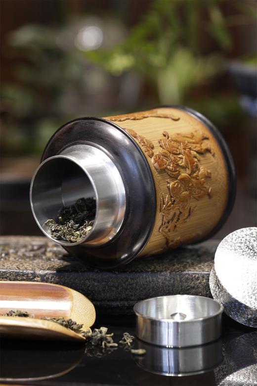 吉祥八宝°锡胆竹雕茶叶罐 商品图10