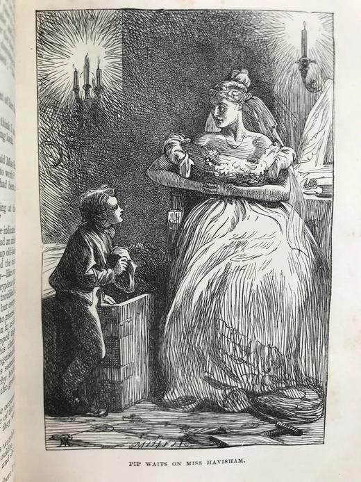 约19世纪后期 狄更斯《远大前程》 8幅插图 真皮精装36开 商品图4