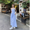 夏季新款【蓝色气质格子吊带连衣裙子】百搭小巧蝴蝶结 法式初恋系海边度假长裙 商品缩略图0