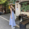 夏季新款【蓝色气质格子吊带连衣裙子】百搭小巧蝴蝶结 法式初恋系海边度假长裙 商品缩略图3