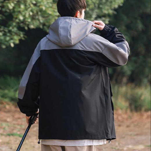 半身缘男装 春季防水户外登山服冲锋衣防风拼接撞色外套261112U01312089 商品图2