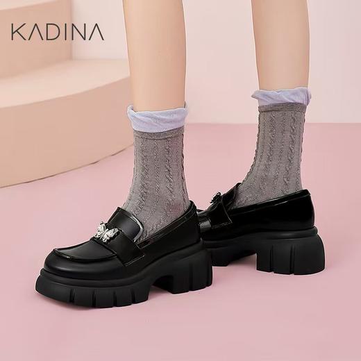 【KADINA】  AF3   卡迪娜2025春季新款潮酷甜美蝴蝶结厚底乐福鞋女女单鞋KS250505 商品图0