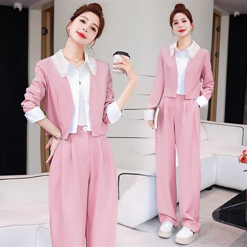 重工艺休闲衬衣领显瘦显高气质小个子甜美时尚拼接两件套LZ2903 商品图1