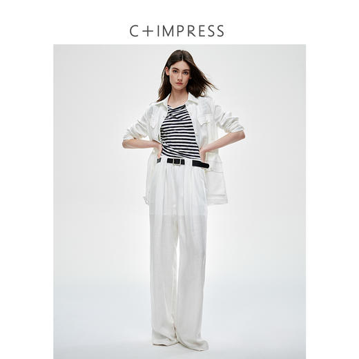 气质通勤高智工装亚麻白色外套2025春 商品图2