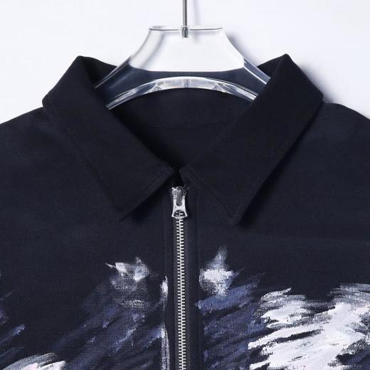 2526638夏季高级感新款韩版彩绘印刷拉链polo领休闲宽松通勤百搭短袖 商品图2