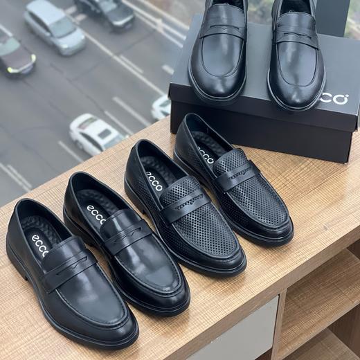 25春夏新款  Ecco真皮商务套脚光面打孔男鞋 商品图0