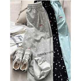 2025新品  蕾蕾同款【绘岛艺术馆】全松紧高腰蝴蝶结波点宽松阔腿休闲裤时尚