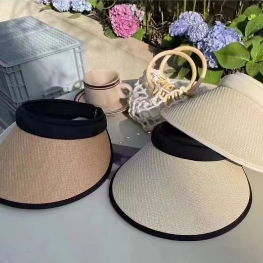 户外防晒帽子遮阳帽夏季天草帽防紫外线发箍式太阳帽骑车空顶帽女 商品图3