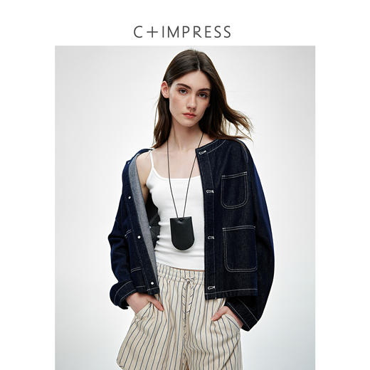 棉麻活性染复古撞色线牛仔套装2025春 商品图1