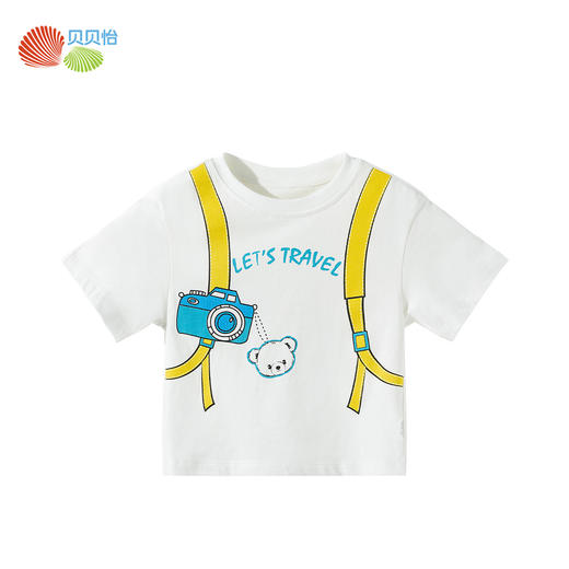 贝贝怡25夏季新款男童短袖T恤中小童百搭印花半袖衫运动休闲短袖上衣ZB2ES028 商品图3