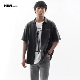 HIM漢崇  潮流水洗做旧休闲衬衫舒适柔软透气短袖衬衣 2026夏季