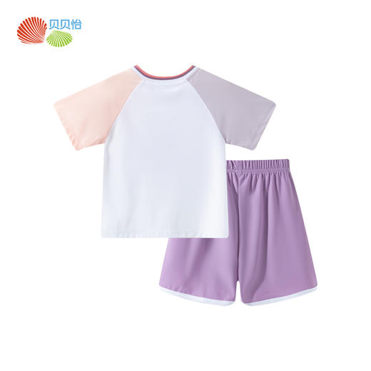贝贝怡2025夏季新款女童凉感网眼透气短袖T恤短裤清爽撞色休闲运动套装ZB2ET039 商品图5